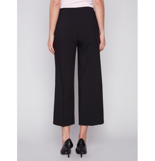 Cropped Wide Leg Pants - Black Cropped Wide Leg Pants - Black