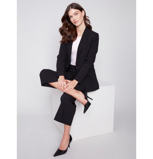Cropped Wide Leg Pants - Black Cropped Wide Leg Pants - Black