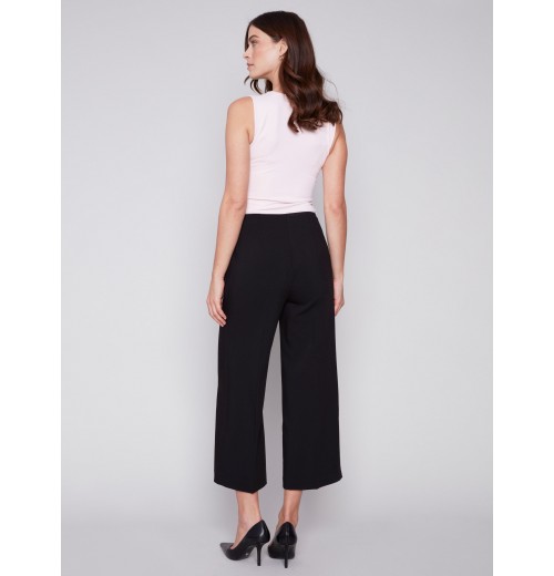 Cropped Wide Leg Pants - Black Cropped Wide Leg Pants - Black
