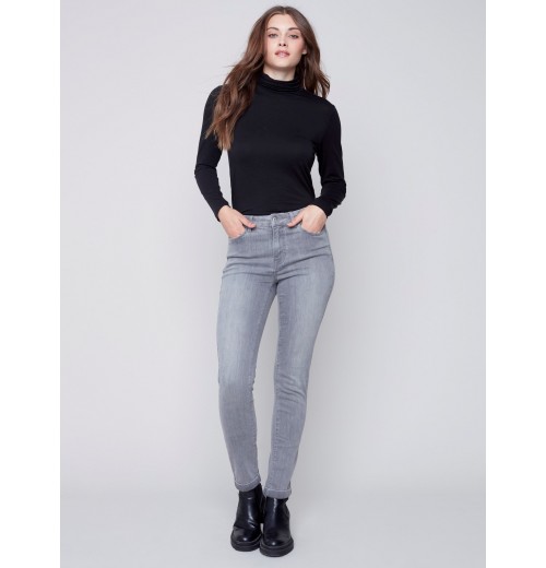 Cuffed Hem Jeans - Soft Gray Cuffed Hem Jeans - Soft Gray