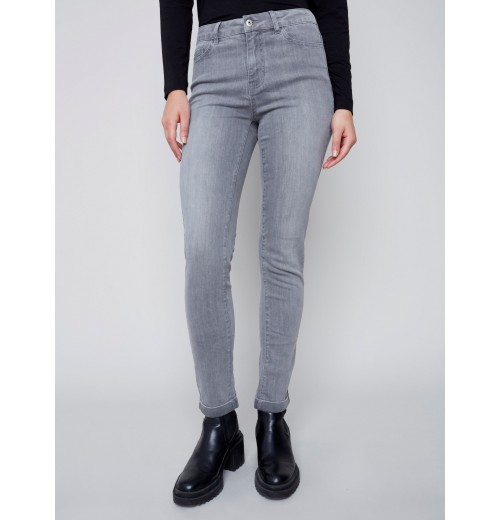Cuffed Hem Jeans - Soft Gray Cuffed Hem Jeans - Soft Gray