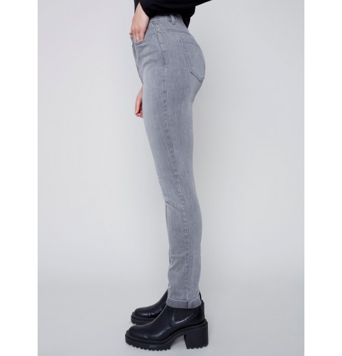 Cuffed Hem Jeans - Soft Gray Cuffed Hem Jeans - Soft Gray
