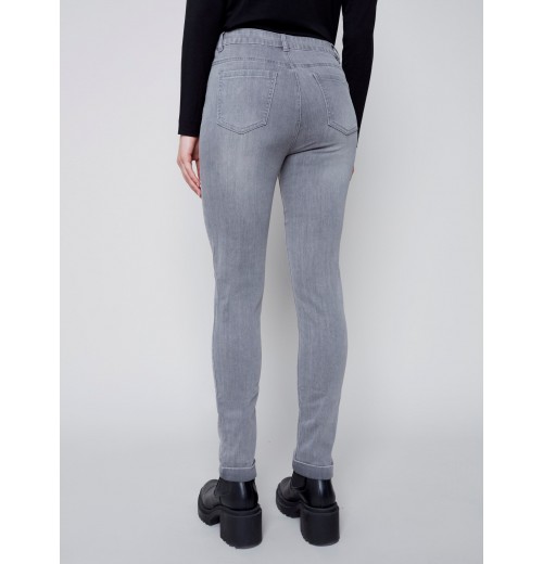 Cuffed Hem Jeans - Soft Gray Cuffed Hem Jeans - Soft Gray