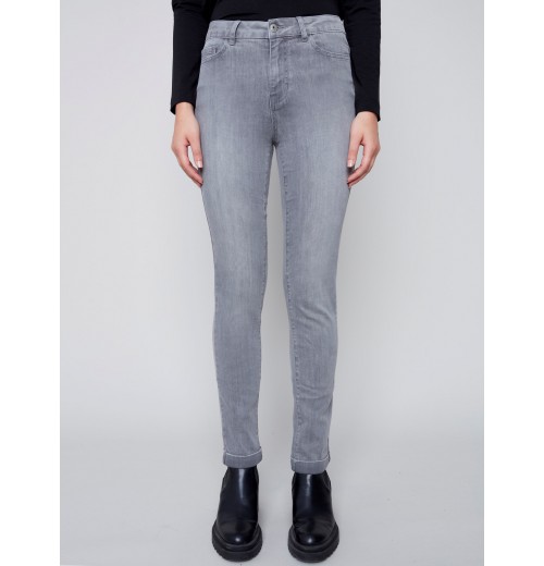 Cuffed Hem Jeans - Soft Gray Cuffed Hem Jeans - Soft Gray