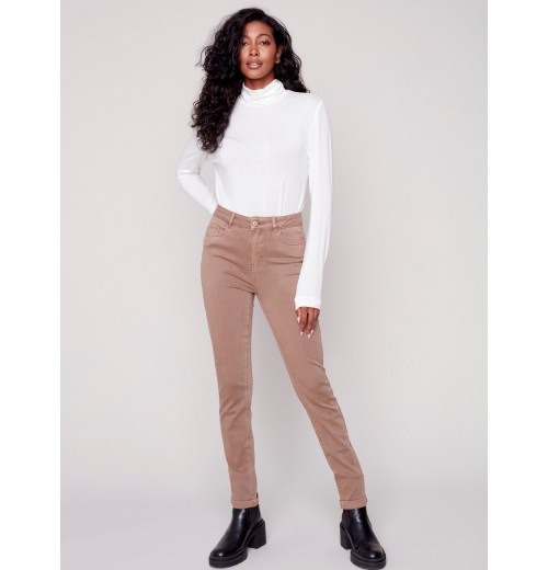 Cuffed Hem Twill Jeans - Truffle Cuffed Hem Twill Jeans - Truffle
