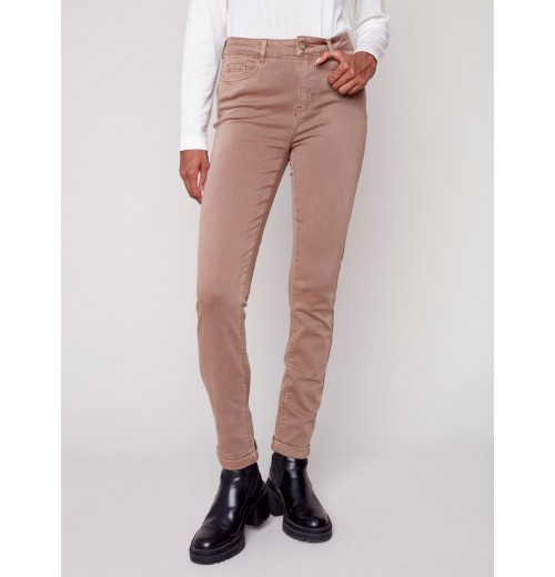 Cuffed Hem Twill Jeans - Truffle Cuffed Hem Twill Jeans - Truffle
