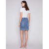 Embroidered Hem Denim Skort - Medium Blue Embroidered Hem Denim Skort - Medium Blue