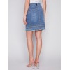 Embroidered Hem Denim Skort - Medium Blue Embroidered Hem Denim Skort - Medium Blue