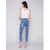 Embroidered Hem Jeans - Medium Blue Embroidered Hem Jeans - Medium Blue