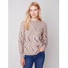 Embroidered Round Neck Sweater - Almond Embroidered Round Neck Sweater - Almond