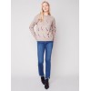 Embroidered Round Neck Sweater - Almond Embroidered Round Neck Sweater - Almond