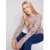 Embroidered Round Neck Sweater - Almond Embroidered Round Neck Sweater - Almond