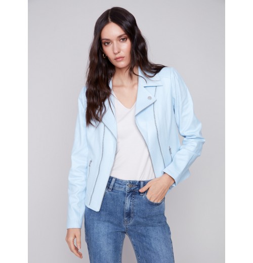 Faux Leather Jacket - Sky Faux Leather Jacket - Sky
