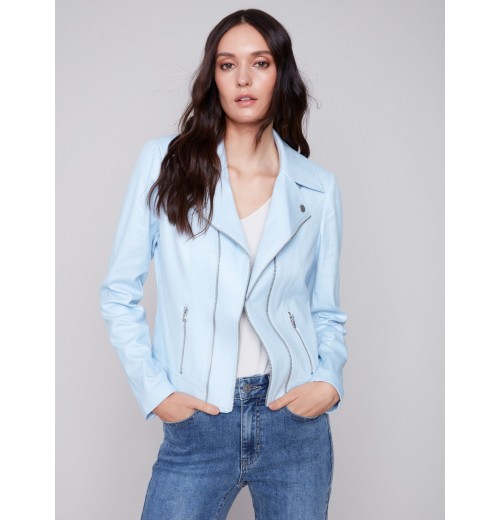Faux Leather Jacket - Sky Faux Leather Jacket - Sky