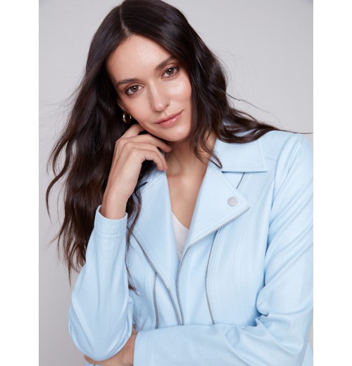 Faux Leather Jacket - Sky Faux Leather Jacket - Sky