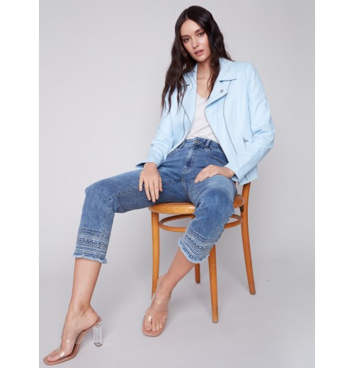 Faux Leather Jacket - Sky Faux Leather Jacket - Sky