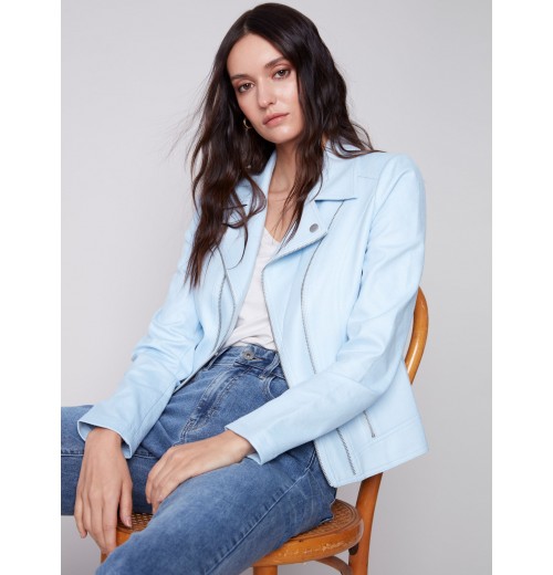 Faux Leather Jacket - Sky Faux Leather Jacket - Sky