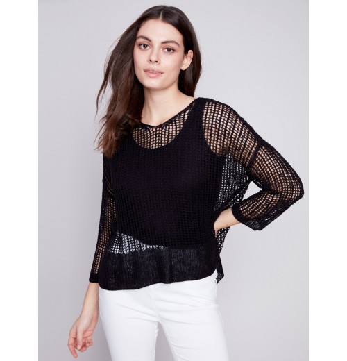 Fishnet Crochet Sweater - Black Fishnet Crochet Sweater - Black