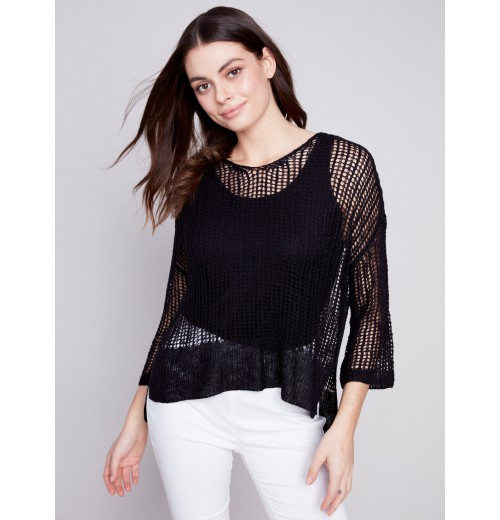 Fishnet Crochet Sweater - Black Fishnet Crochet Sweater - Black