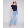 Flare Jeans with Decorative Buttons - Light Blue Flare Jeans with Decorative Buttons - Light Blue