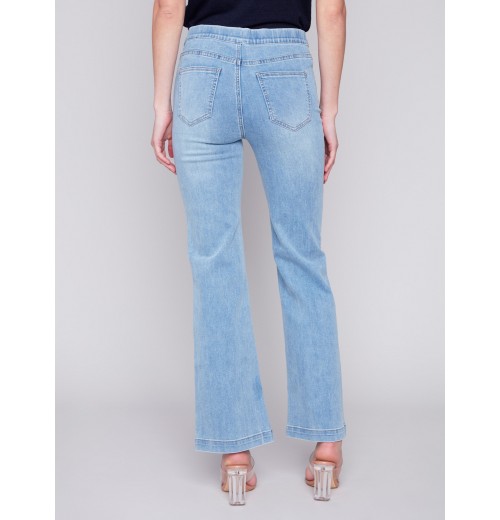 Flare Jeans with Decorative Buttons - Light Blue Flare Jeans with Decorative Buttons - Light Blue