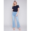 Flare Jeans with Decorative Buttons - Light Blue Flare Jeans with Decorative Buttons - Light Blue