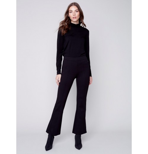 Flare Ponte Pants with Side Slits - Black Flare Ponte Pants with Side Slits - Black