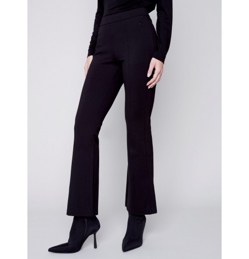 Flare Ponte Pants with Side Slits - Black Flare Ponte Pants with Side Slits - Black