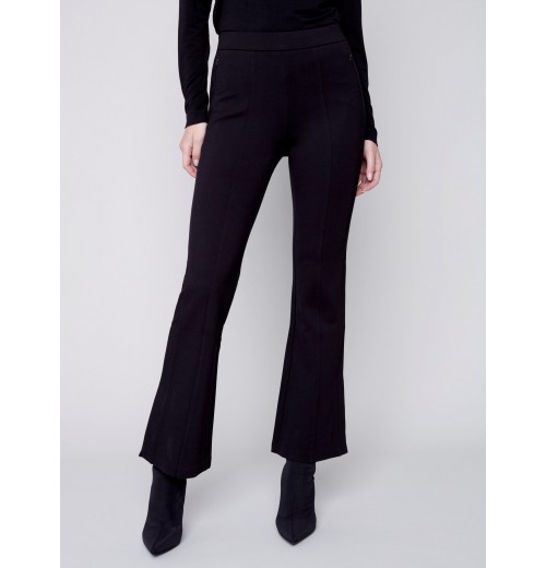 Flare Ponte Pants with Side Slits - Black Flare Ponte Pants with Side Slits - Black
