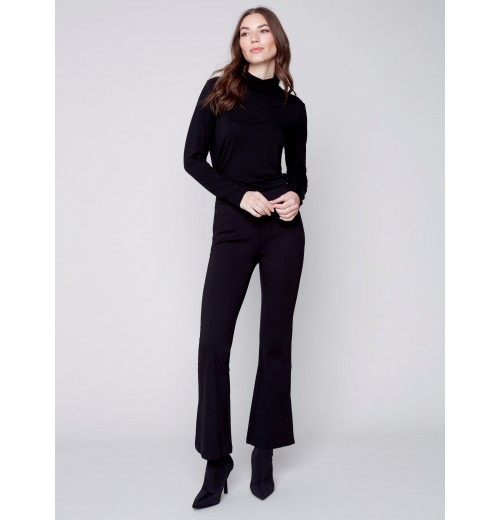Flare Ponte Pants with Side Slits - Black Flare Ponte Pants with Side Slits - Black