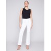 Flare Twill Pants with Decorative Buttons - White Flare Twill Pants with Decorative Buttons - White
