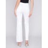 Flare Twill Pants with Decorative Buttons - White Flare Twill Pants with Decorative Buttons - White