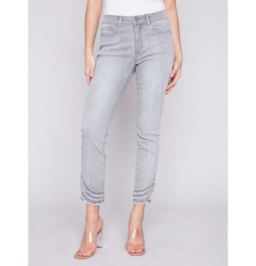 Frayed Hem Denim Pants - Light Grey Frayed Hem Denim Pants - Light Grey