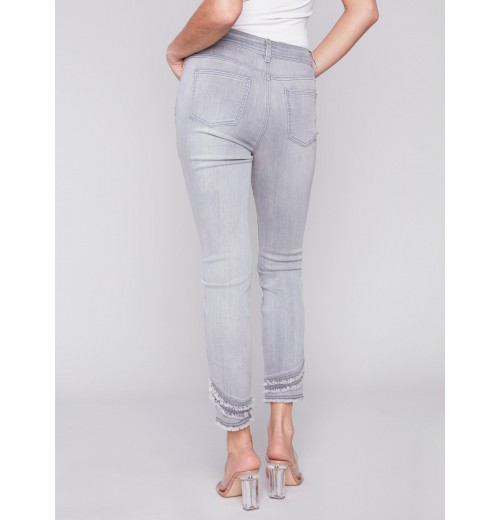 Frayed Hem Denim Pants - Light Grey Frayed Hem Denim Pants - Light Grey