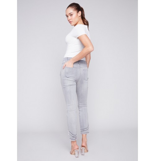 Frayed Hem Denim Pants - Light Grey Frayed Hem Denim Pants - Light Grey