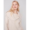 Fringed Cowl Neck Sweater - Ecru Fringed Cowl Neck Sweater - Ecru