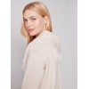 Fringed Cowl Neck Sweater - Ecru Fringed Cowl Neck Sweater - Ecru
