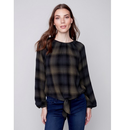 Front Tie Blouse - Emerald Front Tie Blouse - Emerald