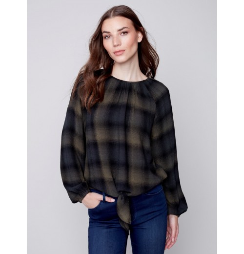 Front Tie Blouse - Emerald Front Tie Blouse - Emerald