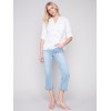 Half-Button Embroidered Cotton Blouse - White Half-Button Embroidered Cotton Blouse - White