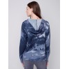 Hooded Sweater with Graffiti Print - Denim Hooded Sweater with Graffiti Print - Denim