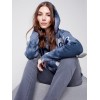 Hooded Sweater with Graffiti Print - Denim Hooded Sweater with Graffiti Print - Denim