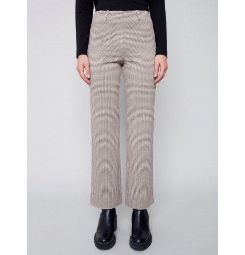 Houndstooth Flare Ponte Pants - Almond Houndstooth Flare Ponte Pants - Almond