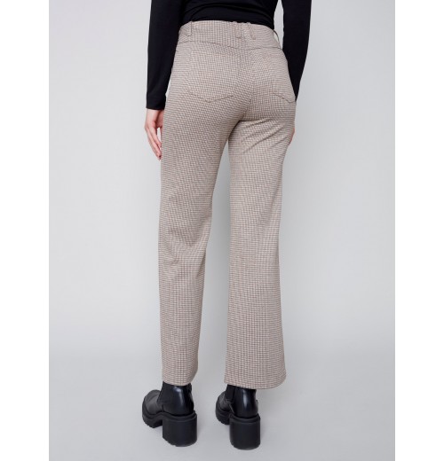 Houndstooth Flare Ponte Pants - Almond Houndstooth Flare Ponte Pants - Almond