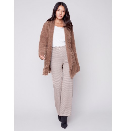 Houndstooth Flare Ponte Pants - Almond Houndstooth Flare Ponte Pants - Almond
