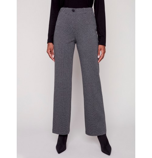 Houndstooth Flare Ponte Pants - Charcoal Houndstooth Flare Ponte Pants - Charcoal
