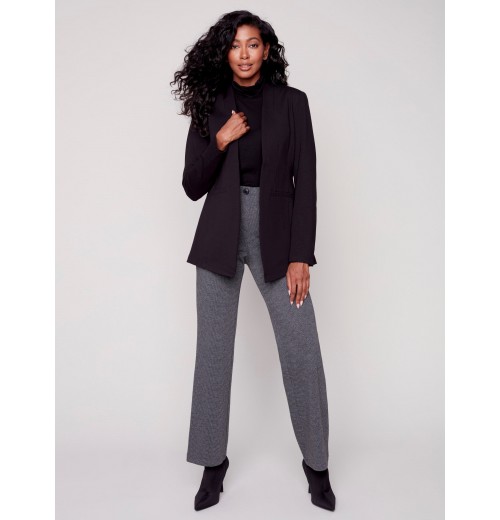 Houndstooth Flare Ponte Pants - Charcoal Houndstooth Flare Ponte Pants - Charcoal