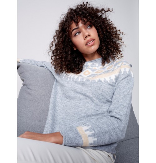 Jacquard Knit Ski Sweater - Gray Jacquard Knit Ski Sweater - Gray
