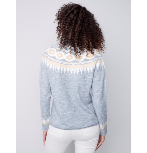 Jacquard Knit Ski Sweater - Gray Jacquard Knit Ski Sweater - Gray