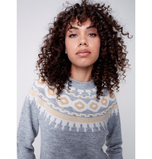 Jacquard Knit Ski Sweater - Gray Jacquard Knit Ski Sweater - Gray